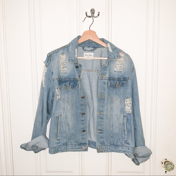 ripped light wash jean jacket